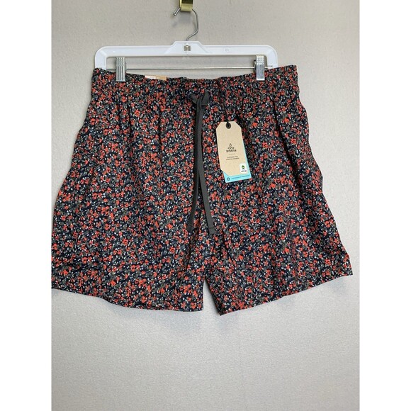 Prana Shorts Mens Large Black Floral Bowie E-Waist Short Water Friendly Lined - Picture 1 of 9
